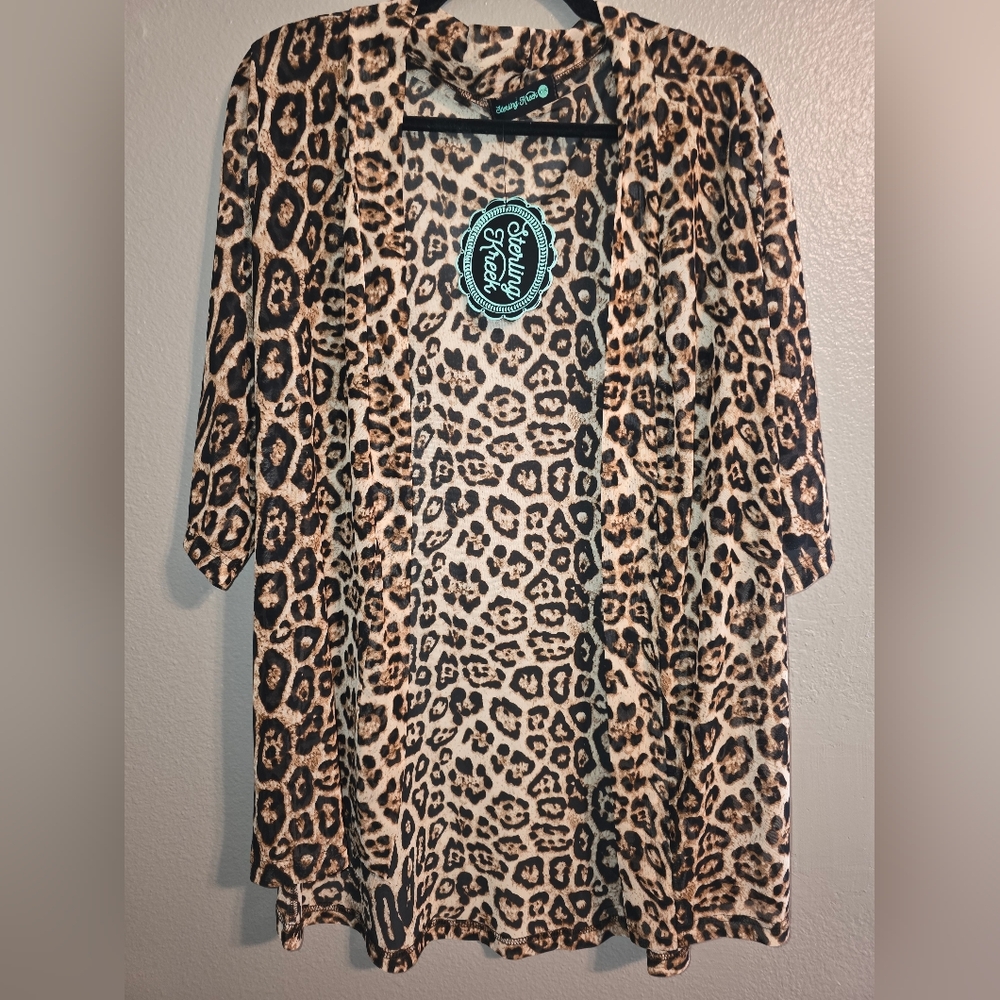 Leopard Print Open Mesh Cardigan